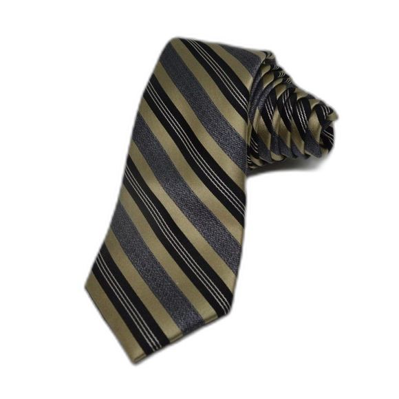 NWT Joseph Abboud Striped Brown Black Necktie Tie 100% Silk - Picture 1 of 8